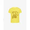 Mother Womens The Boxy Goodie Goodie Graphic-print Cotton-jersey T-shirt Little Fury In Yellow