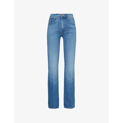 Mother Womens Loafers And Lassos The Insider Sneak Five-pockets Straight-leg Mid-rise Stretch-denim Jeans