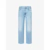Mother Womens Look Ma No Hands The Rambler Zip Ankle Straight-leg Denim Jeans In Look Ma No Hands