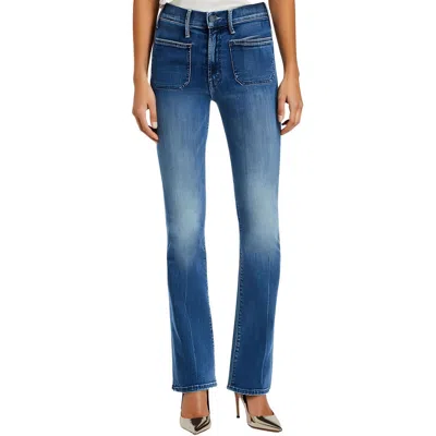Mother Womens Mid Rise Medium Wash Straight Leg Jeans In Blue