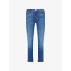 MOTHER WOMENS NOTHING BETWEEN US DAZZLER ANKLE FRAY RAW-CUFFS STRAIGHT-LEG MID-RISE STRETCH-DENIM BLEND JEA