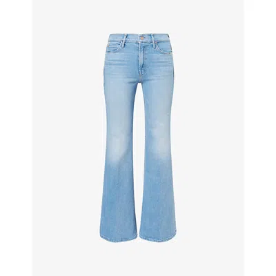 Mother Womens Room Service Lil Doozy Wide-leg Cotton-blend Denim Jeans In Blue