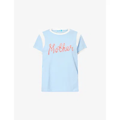 Mother Womens  Script The Boxy Goodie Inset Cotton-jersey T-shirt