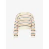 Mother Womens She Sells Seashells The Bell Sleeve Striped Cotton-knit Jumper In Multi