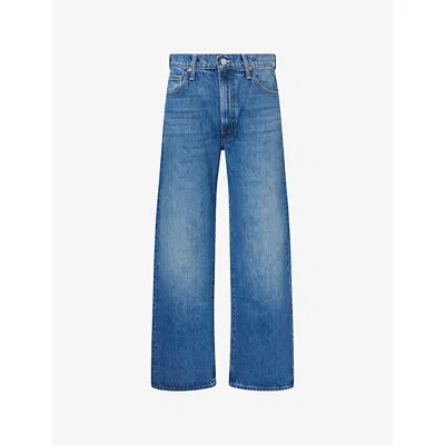 Mother Womens Kissing The Caddy The Rerun Sneak Cotton Denim Jeans In Blue