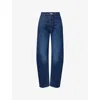 Mother Womens Kicks And Riffs The Full-pipe Skimp Barrel-leg Stretch-denim Jeans In Blue