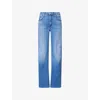 Mother Womens The Kick It High-rise Straight-leg Denim-blend Jeans Fan Favorite
