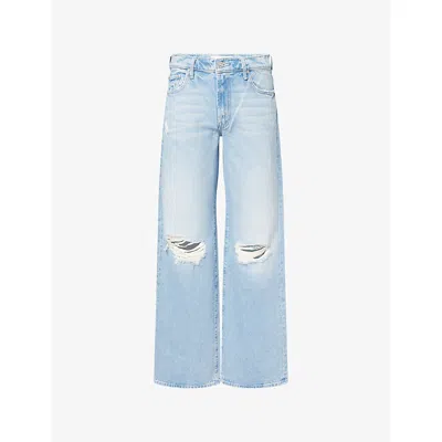 Mother Womens Reelin It In The Mid Rise Maven Sneak Cotton Denim Jeans In Blue