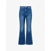 Mother Womens Perfectly Imperfect The Tomcat Roller Skimp Wide-leg Denim Jeans In Blue
