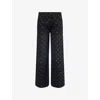 Mother Womens Nails For Dinner The Smoothie Sneak Studded Denim Jeans In Black