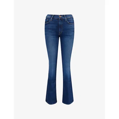 Mother Womens Taking Chances The Weekender Flared Denim-blend Jeans In Blue