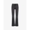 Mother Flared Leg Trousers Contrast Stitching In Black