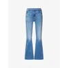 Mother The Hustler Roller Ankle Wide Leg Jeans In Blue