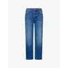 Mother Womens The Rambler Zip Flood Straight-leg Stretch-denim Blend Jeans Nip It In The Bud