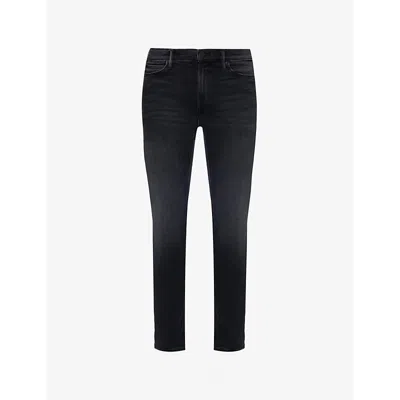 Mother Womens  The Dazzler Flood Five-pockets Tapered-leg Mid-rise Stretch-denim Blend Jeans In Not Today Satan