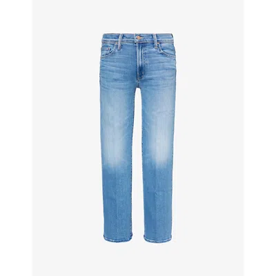 Mother Womens Mr Rambler Zipped-ankle Straight-leg Mid-rise  Stretch-denim Jeans Out Of The Blue
