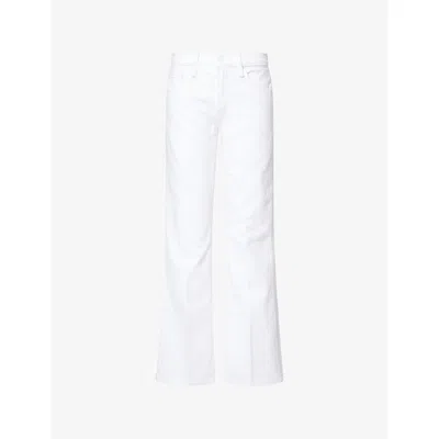 Mother Womens Picket Fence The Bookie Skimp Bootcut Denim Jeans In White