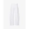 Mother Womens The Full-pipe Ankle High-rise Denim Jeans Picket Fence In White