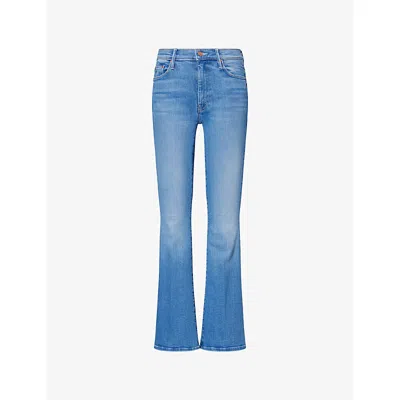 Mother Womens Piece By Piece The Weekender Flared Denim Jeans In Animal Print