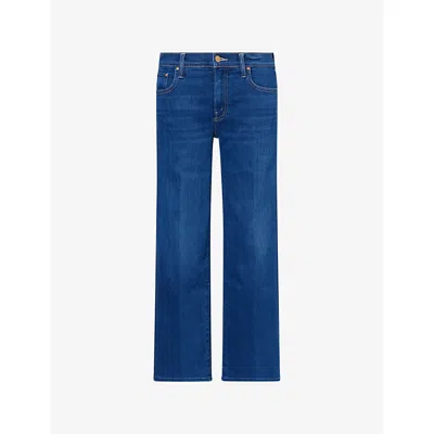Mother Womens Pinkies Up Mid-rise Rambler Zip Flood Denim Jeans In Blue