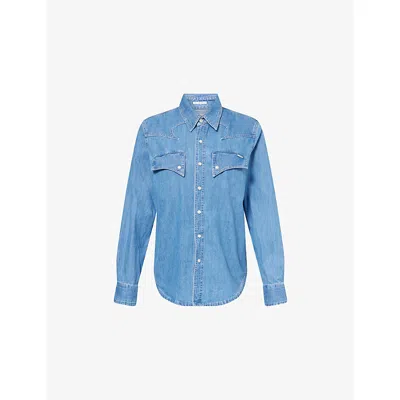 Mother Womens Playing For Keep The Gallop Exes Western Denim Shirt In Blue