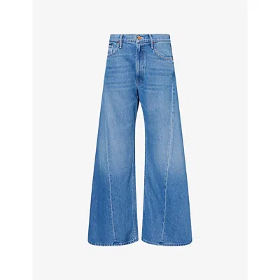 Mother Womens Rolling In The Dough The Lemon Twist Sneak Wide-leg Denim Jeans In Multi