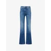 Mother Womens Scorchin Hot The Doozy Fray Flared-leg Denim Jeans In Blue