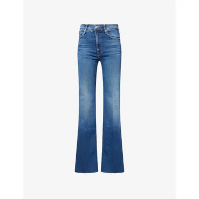 Mother Womens Scorchin Hot The Doozy Fray Flared-leg Denim Jeans In Blue