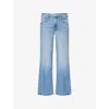 Mother Womens The Bookie Flood Straight-leg Flared Stretch-denim Blend Jeans Sow Surreal