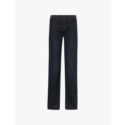 Mother Womens Starry-eyed The Reifler Straight-leg Denim Jeans In Black