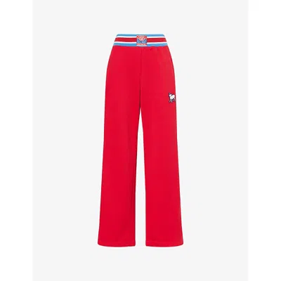 Mother Womens Tango Red The Sport Rib Personal Best Stretch-jersey Jogging Bottoms