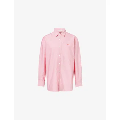 Mother Womens The Bestie Embroidered Cotton Shirt Xs In Pink