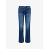 Mother Womens Perfectly Imperfect The Bookie Sneak Flared Denim Jeans In Blue