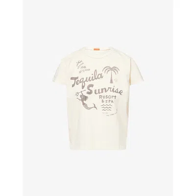 Mother Womens Tequila Sunrise Resort The Boxy Goodie Goodie Graphic-print Stretch-cotton T-shirt Xs In Neutral
