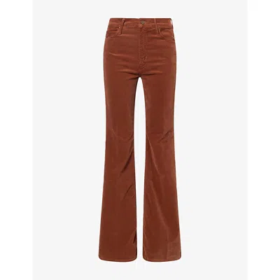 Mother Womens The Doozy Flared-leg Cotton-blend Trousers Cord Bison