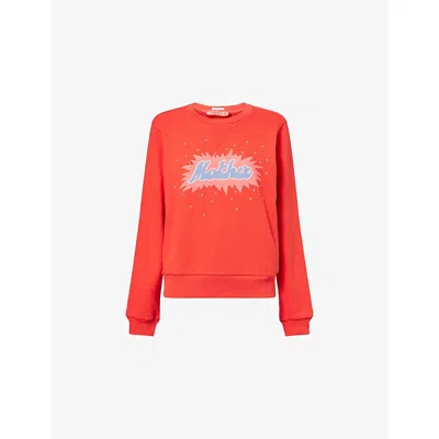Mother Womens The Dorito Camper Cotton-jersey Sweatshirt Lil Firework Xs In Red