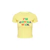 Mother Womens Im Gonna Win The Itty Bitty Ringer Logo-print Cotton-jersey T-shirt In Yellow