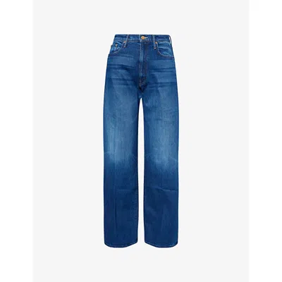 Mother Womens Bunny Hop The Lasso Sneak Straight-leg Denim Jeans In Blue