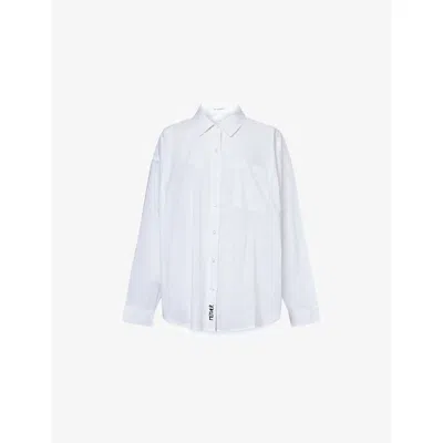 Mother Womens White The Pushing Buttons Classic Cotton Shirt In Blue