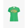 Mother Womens Mental Gymnastics The Sinful Printed Cotton And Linen T-shirt In Green