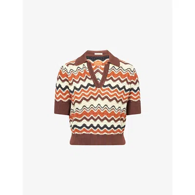 MOTHER WOMENS MIRAGE THE S/S OFF THE TOP COTTON KNITTED POLO SHIRT