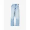 Mother Pipe-dream Button Sneak Fray Jeans In Blinded By The Dark In Blue