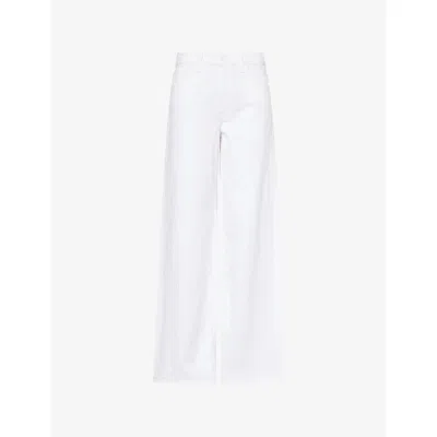 Mother Womens Totally Innocent The Rerun Wide-leg Denim Jeans In White