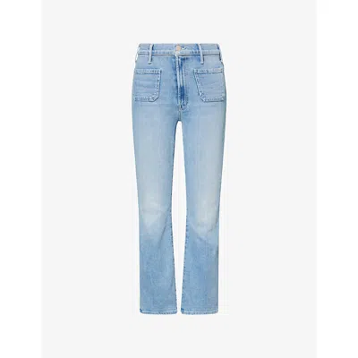 Mother Womens Hustler Patch-pocket Cotton-blend Jeans Tune In Tune Out