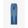 Mother Womens Field Trip Tunnel Vision Sneak High-rise Denim Jeans In Blue