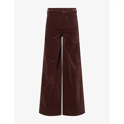 Mother Womens Undercover Sneak Corduroy Cotton-stretch Trousers Cord Chocolate Brown