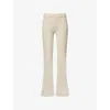 Mother Womens The Patch Pocket Weekender Flared Stretch-denim Blend Jeans Wacky Khaki