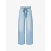Mother Womens The Shoelace Fun Dip Nerdy Wide-leg Denim-blend Jeans Whipped