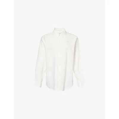 Mother Womens White The Bestie Logo-embroidered Cotton Shirt In Animal Print