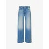 Mother Womens Horsin Around The Lasso Sneak Wide-leg High-rise Stretch-denim Jeans In Wipeout